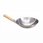 STAINLESS STEEL WOK WITH WOODEN HANDLE